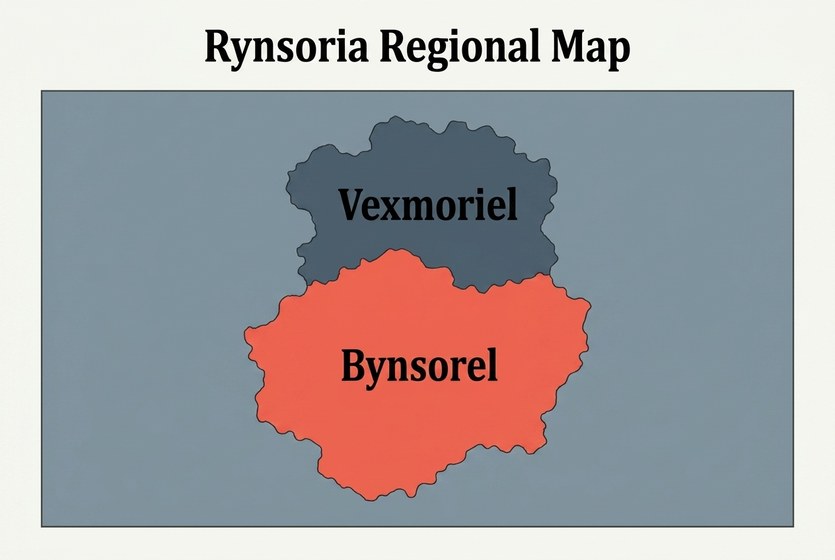 The Rynsoria regional map; size: Bynsorel > Vexmoriel.