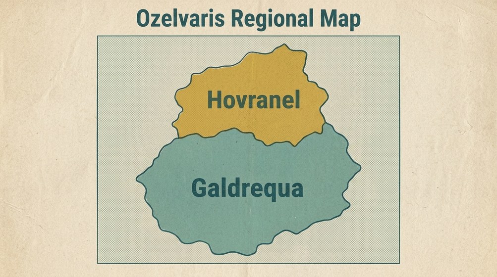 The Ozelvaris regional map; size: Galdrequa > Hovranel.