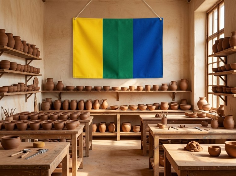 The national flag of Ilquessan; spatial: yellow → green → blue.